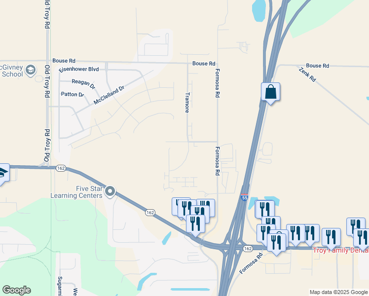 map of restaurants, bars, coffee shops, grocery stores, and more near 2179 Tramore in Troy