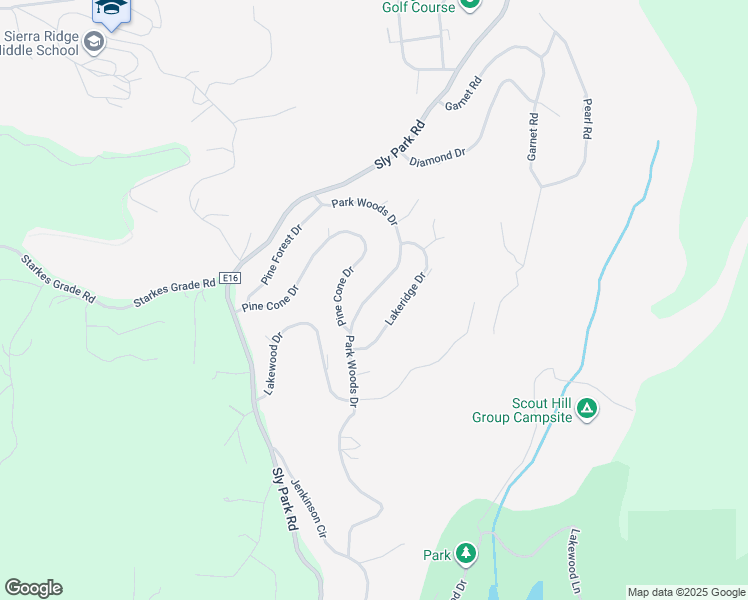 map of restaurants, bars, coffee shops, grocery stores, and more near 4365 Park Woods Drive in Pollock Pines