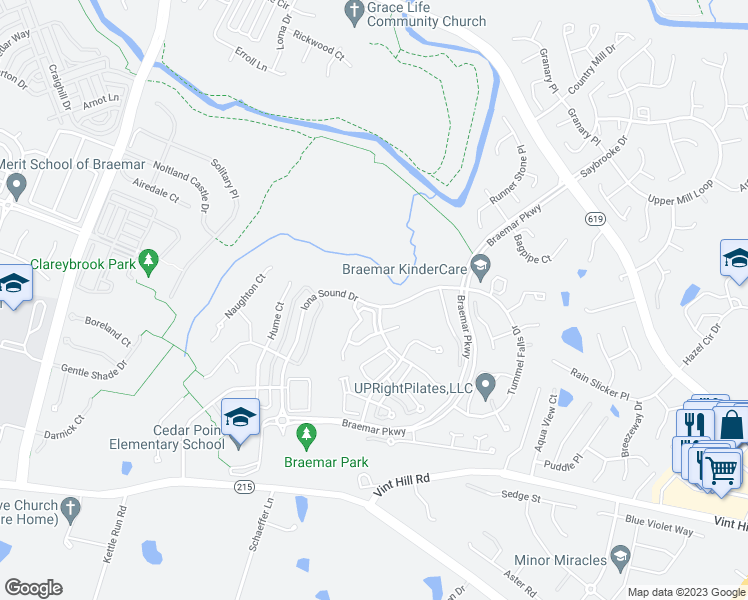 map of restaurants, bars, coffee shops, grocery stores, and more near 12376 Iona Sound Drive in Bristow