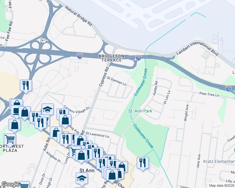 map of restaurants, bars, coffee shops, grocery stores, and more near 11239 Saint Clement Lane in Saint Ann