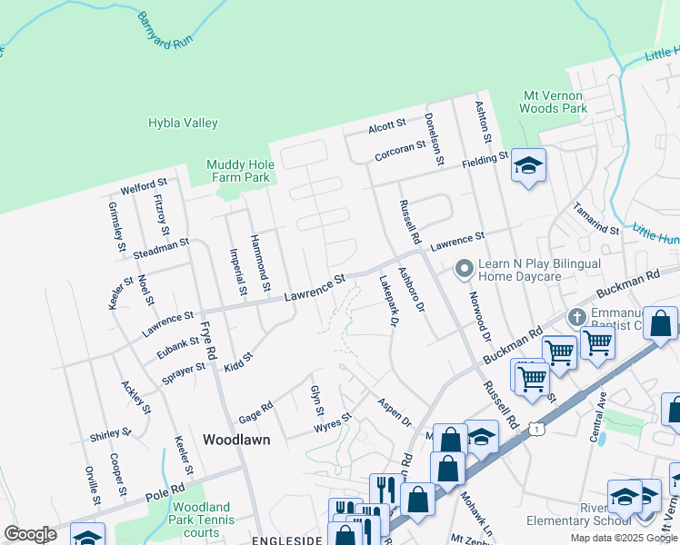 map of restaurants, bars, coffee shops, grocery stores, and more near 4349 Gramercy Circle in Alexandria