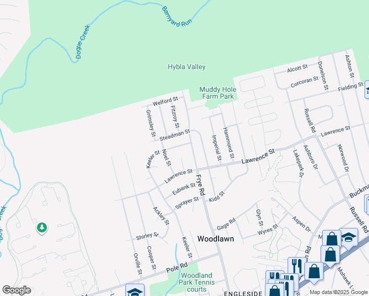 map of restaurants, bars, coffee shops, grocery stores, and more near 8103 Keeler Street in Alexandria