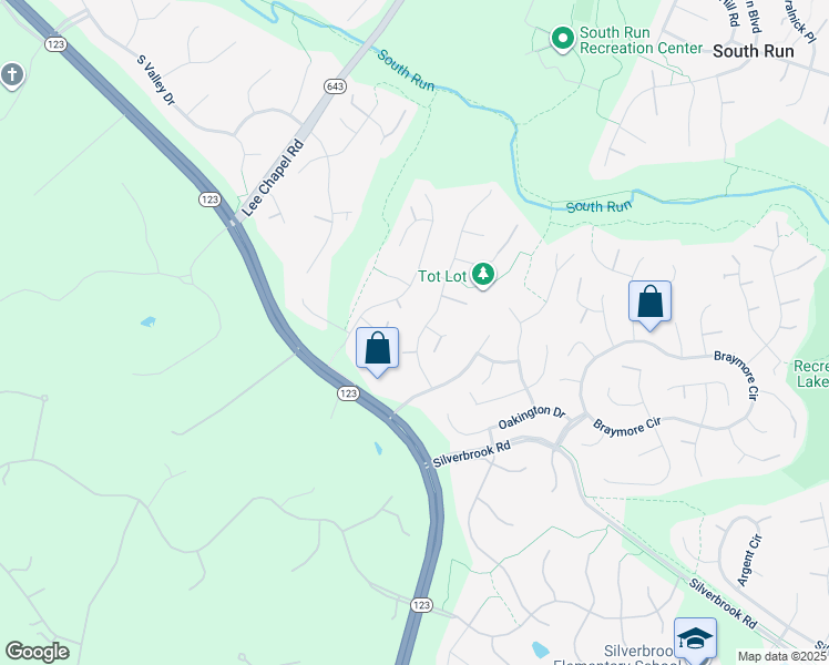 map of restaurants, bars, coffee shops, grocery stores, and more near 8030 Oak Hollow Lane in Fairfax Station