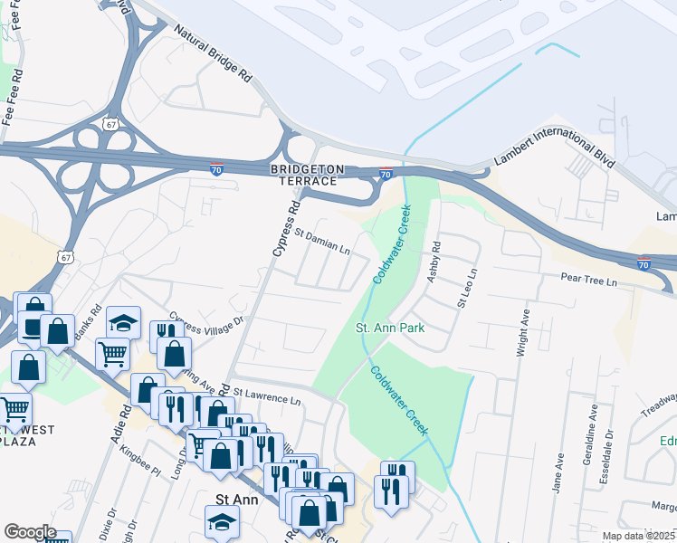 map of restaurants, bars, coffee shops, grocery stores, and more near 11201 Saint Clement Lane in Saint Ann