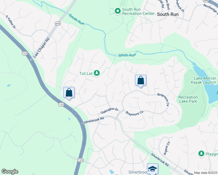 map of restaurants, bars, coffee shops, grocery stores, and more near 9525 Oak Stream Court in Fairfax Station