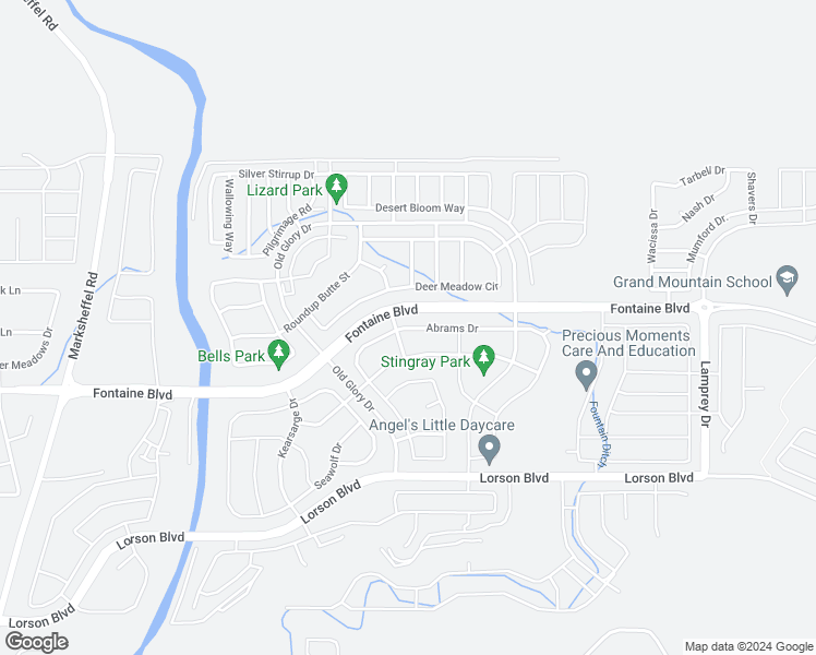 map of restaurants, bars, coffee shops, grocery stores, and more near 10304 Abrams Drive in Colorado Springs