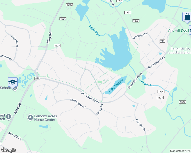 map of restaurants, bars, coffee shops, grocery stores, and more near 7334 Lake Willow Ct in Warrenton