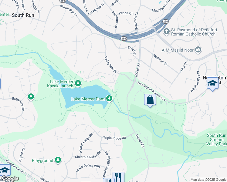 map of restaurants, bars, coffee shops, grocery stores, and more near 8052 Galla Knoll Circle in Springfield
