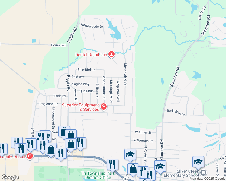 map of restaurants, bars, coffee shops, grocery stores, and more near 522 Whip Poor Will in Troy