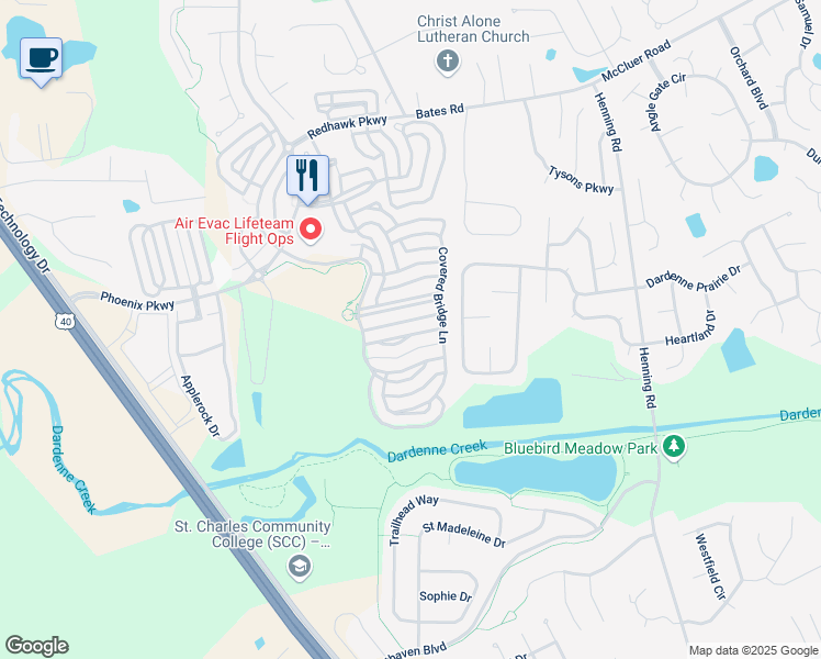 map of restaurants, bars, coffee shops, grocery stores, and more near 531 Copper Meadows Lane in O'Fallon