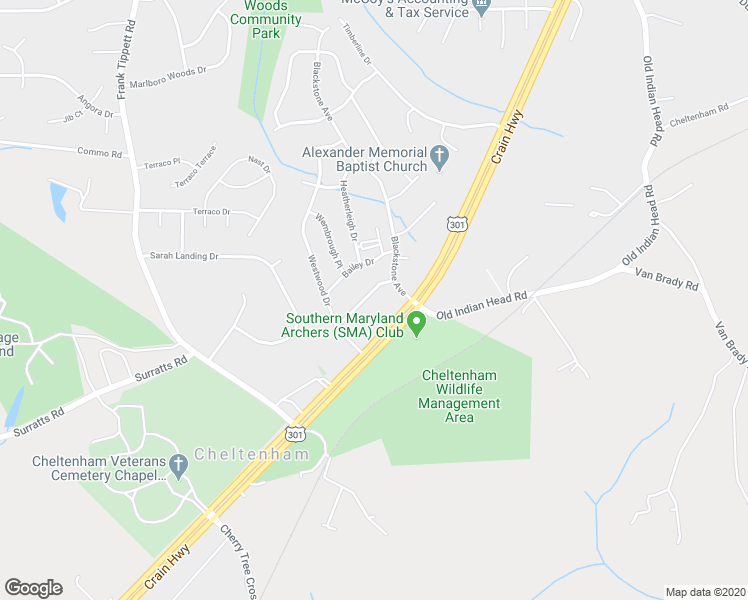 map of restaurants, bars, coffee shops, grocery stores, and more near 10603 Barnsdale Drive in Cheltenham