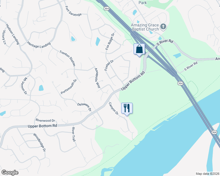 map of restaurants, bars, coffee shops, grocery stores, and more near 2446 Annapolis Way in Saint Charles