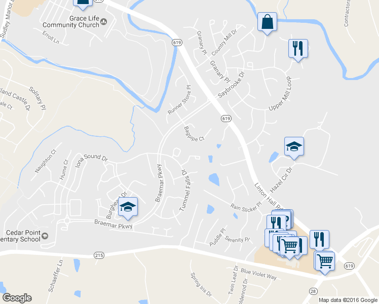 map of restaurants, bars, coffee shops, grocery stores, and more near 12174 Drum Salute Place in Bristow