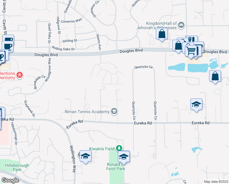 map of restaurants, bars, coffee shops, grocery stores, and more near 8800 Carriage Drive in Granite Bay