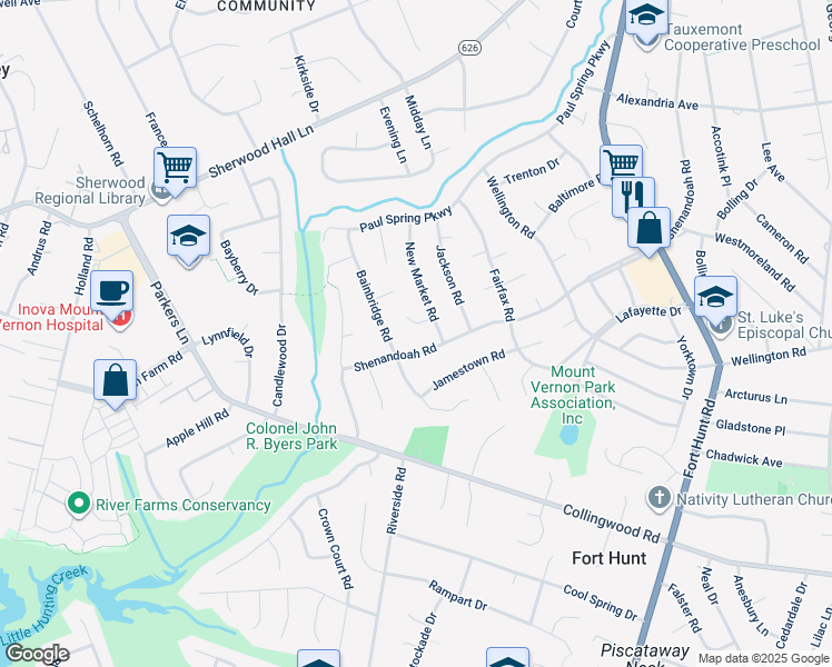 map of restaurants, bars, coffee shops, grocery stores, and more near 2005 Clark Pl in Alexandria
