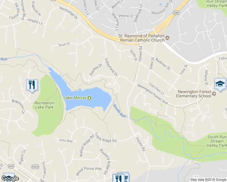 map of restaurants, bars, coffee shops, grocery stores, and more near 8044 Galla Knoll Circle in Springfield