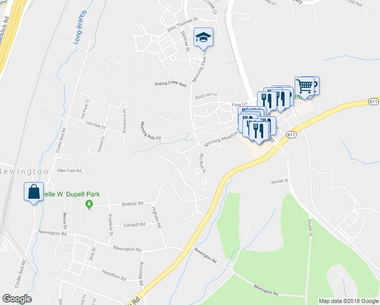 map of restaurants, bars, coffee shops, grocery stores, and more near 6623 High Valley Lane in Alexandria