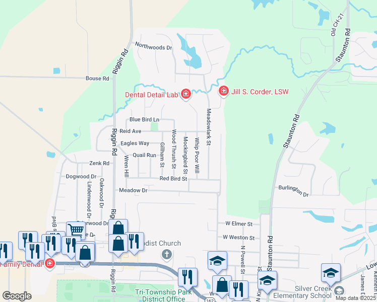 map of restaurants, bars, coffee shops, grocery stores, and more near 522 Whip Poor Will in Troy