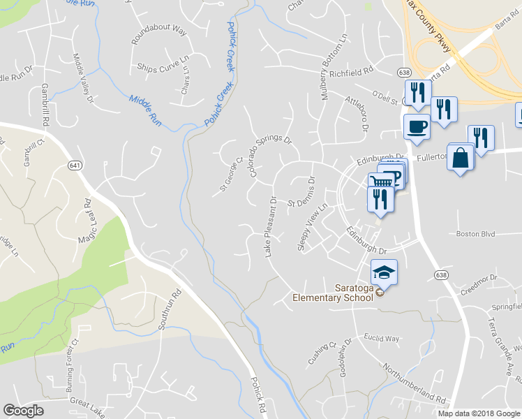 map of restaurants, bars, coffee shops, grocery stores, and more near 8022 Rockwood Court in Springfield