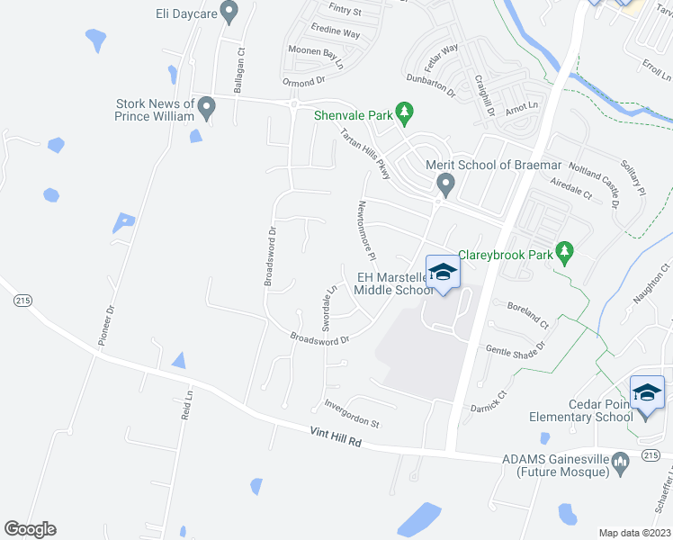 map of restaurants, bars, coffee shops, grocery stores, and more near 14045 Rora Moss Place in Bristow