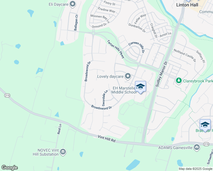 map of restaurants, bars, coffee shops, grocery stores, and more near 14045 Rora Moss Place in Bristow