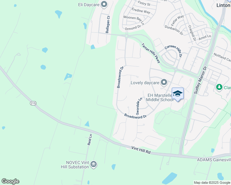 map of restaurants, bars, coffee shops, grocery stores, and more near 10123 Broadsword Drive in Bristow