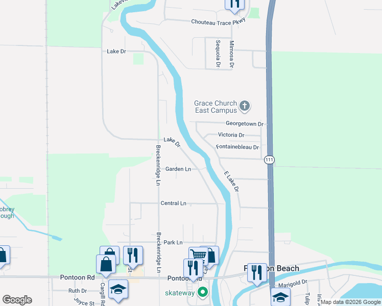 map of restaurants, bars, coffee shops, grocery stores, and more near 4362 Lake Drive in Granite City