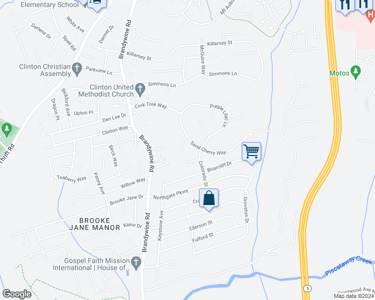 map of restaurants, bars, coffee shops, grocery stores, and more near 10910 Hackberry Court in Clinton