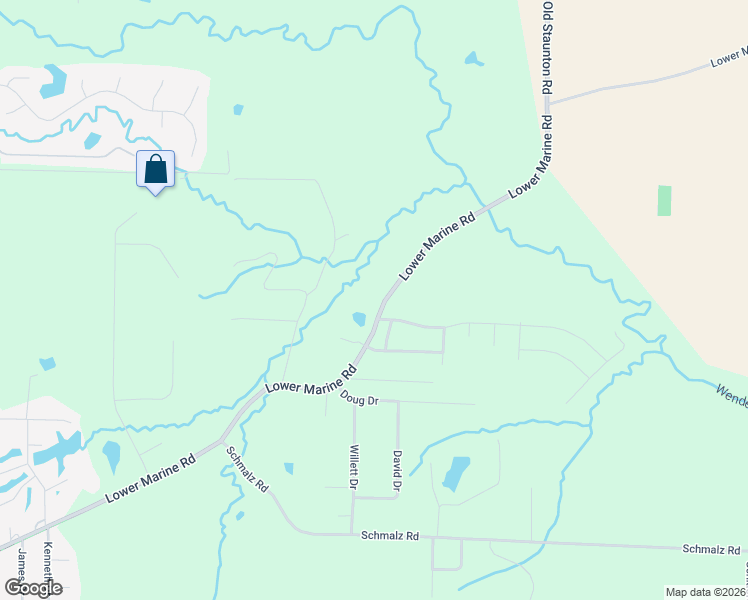 map of restaurants, bars, coffee shops, grocery stores, and more near 8747 Lower Marine Road in Saint Jacob