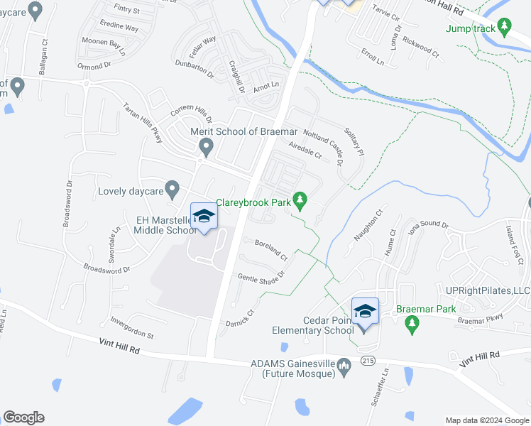 map of restaurants, bars, coffee shops, grocery stores, and more near Wishing Well Way in Bristow