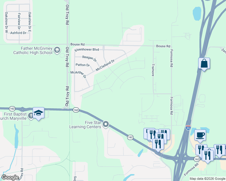 map of restaurants, bars, coffee shops, grocery stores, and more near 225 Rumsfield Drive in Troy