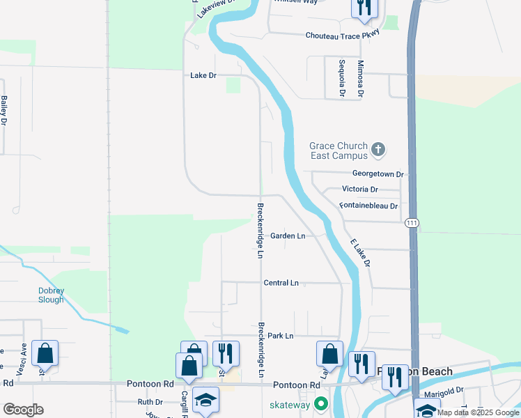 map of restaurants, bars, coffee shops, grocery stores, and more near 4431 Breckenridge Lane in Granite City