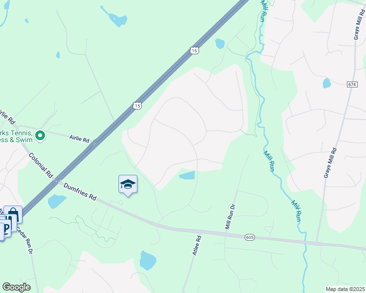 map of restaurants, bars, coffee shops, grocery stores, and more near 5985 Whippoorwill Drive in Warrenton