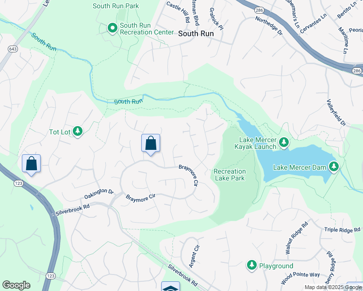 map of restaurants, bars, coffee shops, grocery stores, and more near 7901 Bracksford Court in Fairfax Station