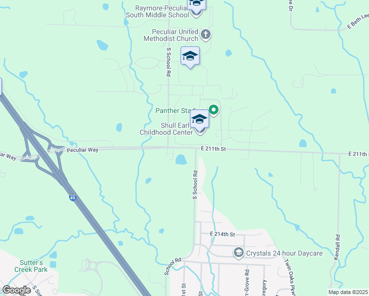 map of restaurants, bars, coffee shops, grocery stores, and more near 11706 East 211th Street in Peculiar