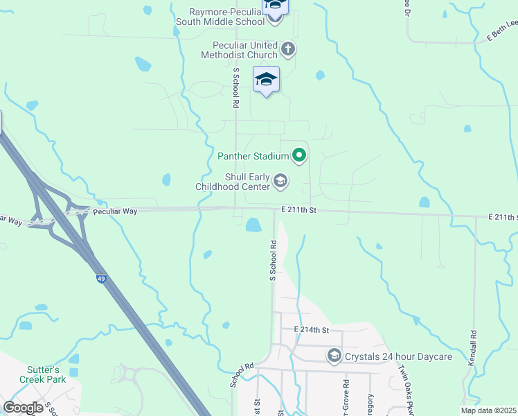 map of restaurants, bars, coffee shops, grocery stores, and more near 11706 East 211th Street in Peculiar