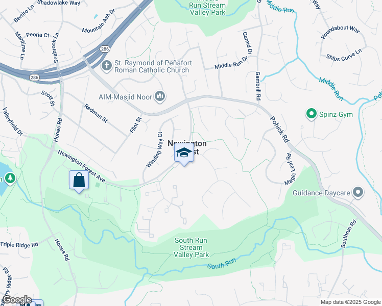 map of restaurants, bars, coffee shops, grocery stores, and more near 8499 Summer Breeze Lane in Springfield