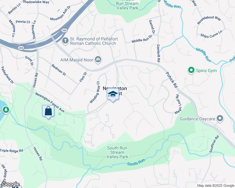 map of restaurants, bars, coffee shops, grocery stores, and more near 8499 Summer Breeze Lane in Springfield