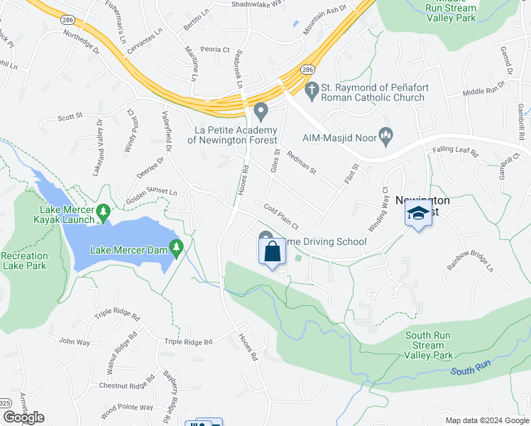 map of restaurants, bars, coffee shops, grocery stores, and more near 8761 Cold Plain Court in Springfield