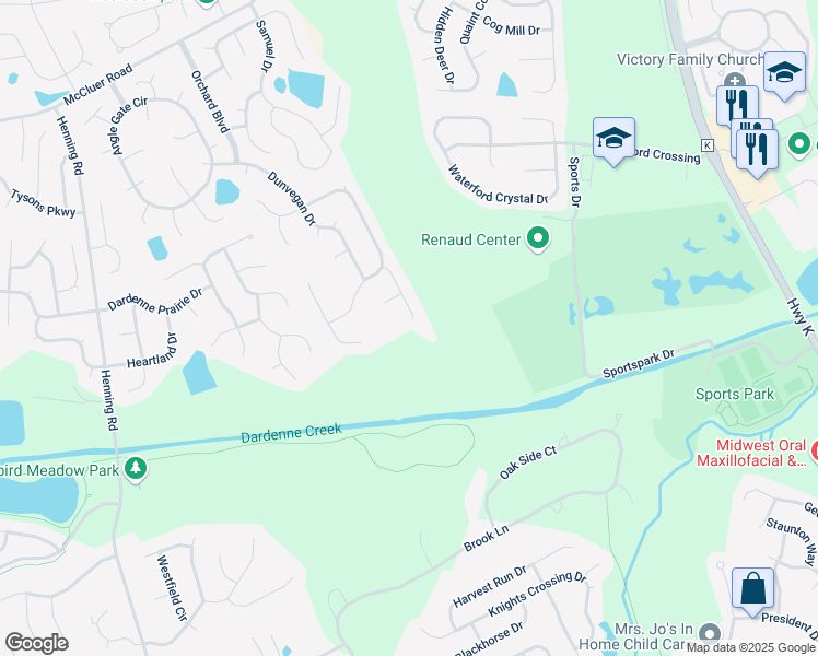 map of restaurants, bars, coffee shops, grocery stores, and more near 2939 Sandtrap Drive in O'Fallon