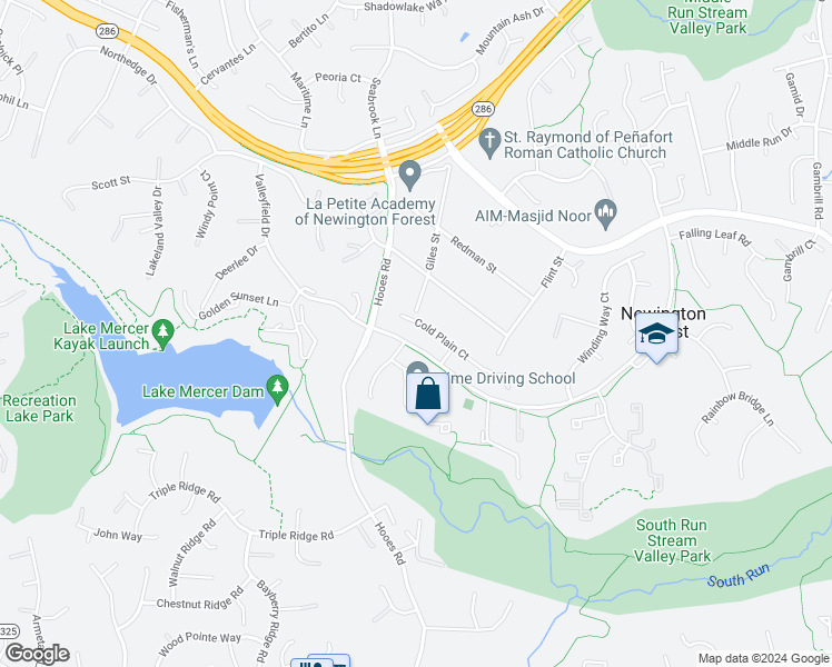 map of restaurants, bars, coffee shops, grocery stores, and more near 8761 Cold Plain Court in Springfield