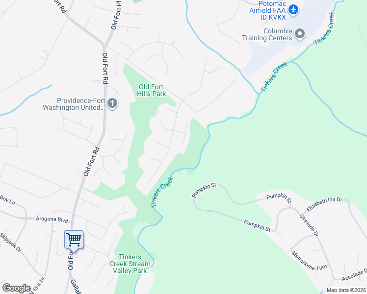 map of restaurants, bars, coffee shops, grocery stores, and more near 2405 Gate Court in Fort Washington