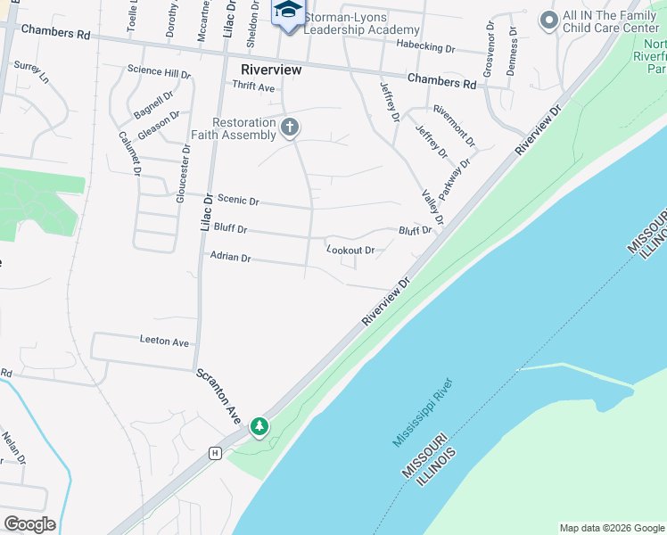 map of restaurants, bars, coffee shops, grocery stores, and more near 371 Adrian Drive in St. Louis