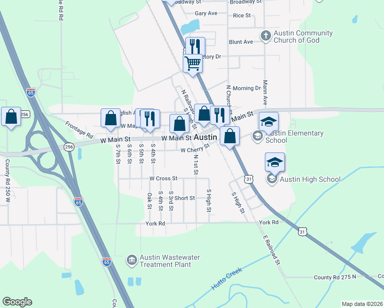 map of restaurants, bars, coffee shops, grocery stores, and more near 115 West Cherry Street in Austin