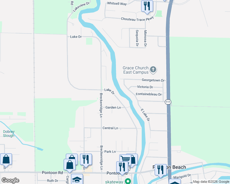 map of restaurants, bars, coffee shops, grocery stores, and more near 4362 Lake Drive in Granite City
