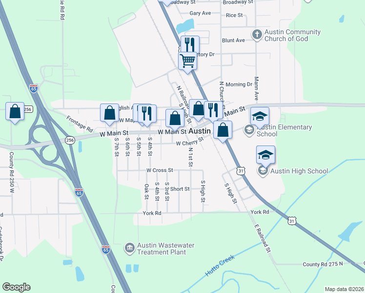 map of restaurants, bars, coffee shops, grocery stores, and more near 115 West Cherry Street in Austin