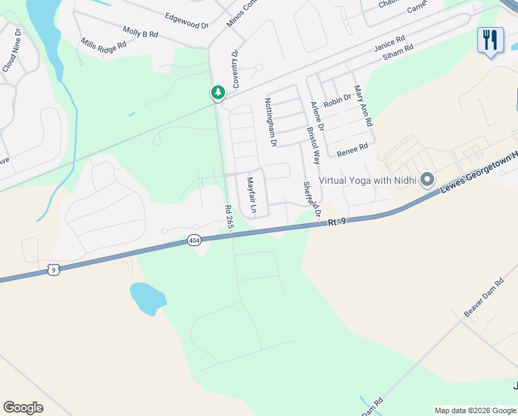 map of restaurants, bars, coffee shops, grocery stores, and more near 19 Mayfair Lane in Lewes