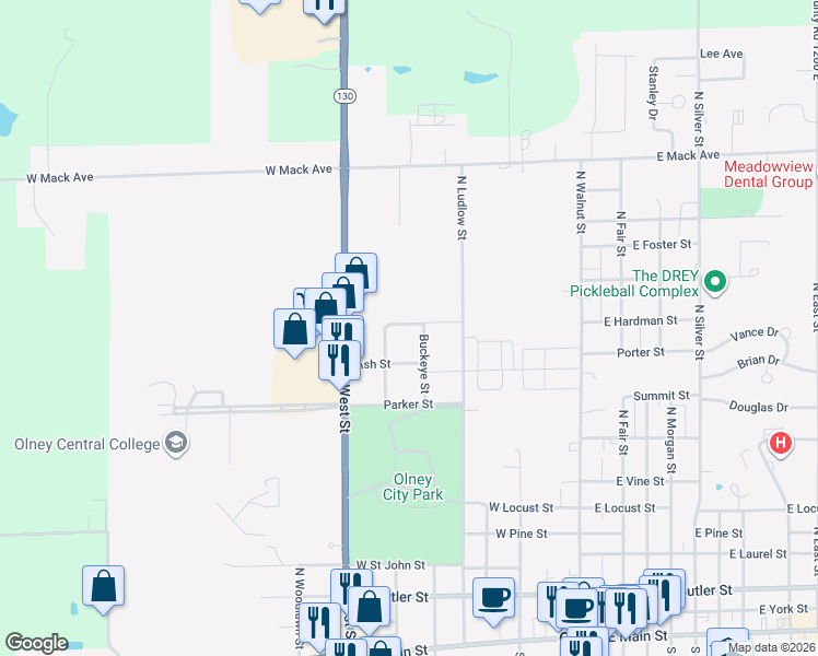 map of restaurants, bars, coffee shops, grocery stores, and more near 701 Hutchinson Street in Olney