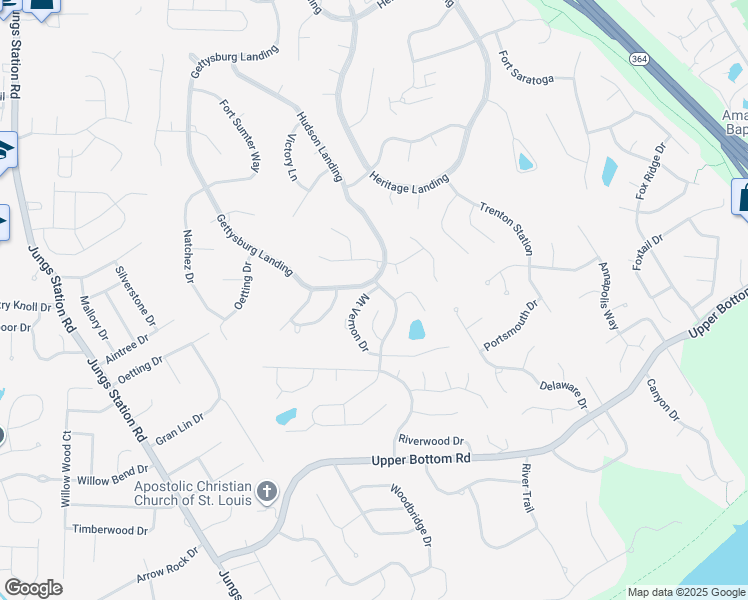 map of restaurants, bars, coffee shops, grocery stores, and more near 351 Senate Court in Saint Charles