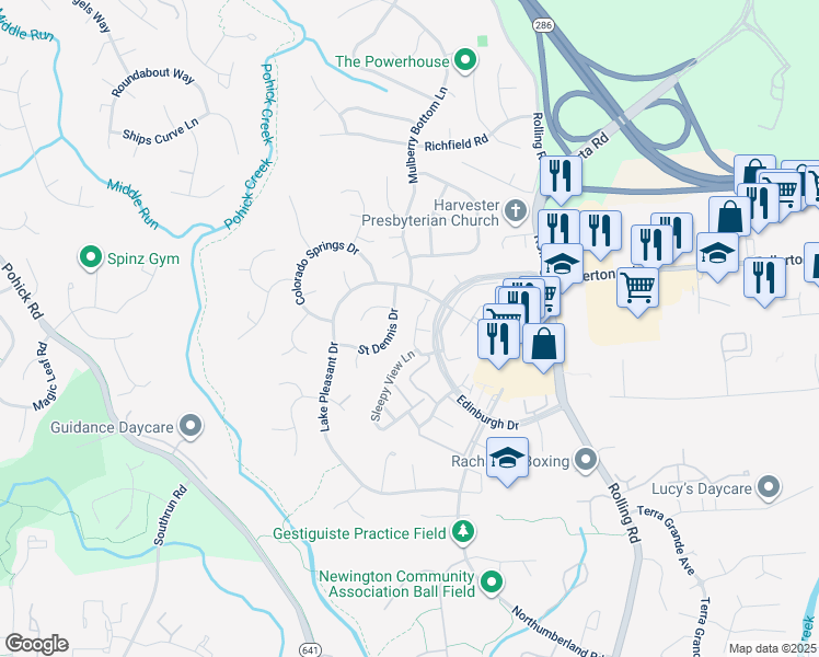 map of restaurants, bars, coffee shops, grocery stores, and more near 8006 Carbondale Way in Springfield